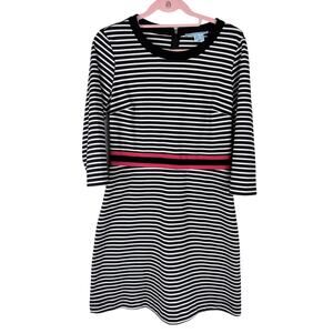 Draper James stripped A-line mini dress with Coral waistband detail. size M